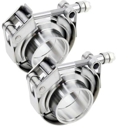 ROADFORMER V-Band 2 Quick Release Clamp with Stainless Steel Male Female Flanges for Exhaust System, Turbocharger, Flush Pipe and Mufflers (Pack of 2)