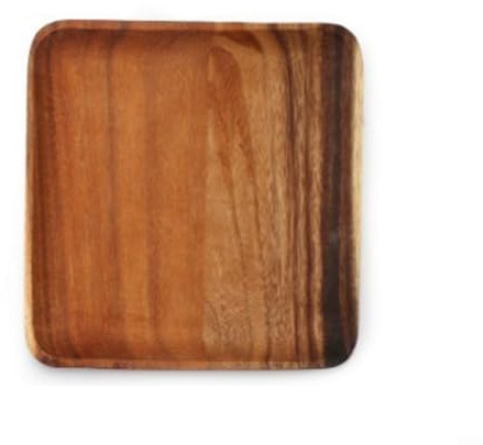 Whychstore Assiette à manger rectangulaire en bois, antidérapante et anti-déversement, assiette en bois pour la maison, la cuisine, les restaurants (25 x 25 x 2)