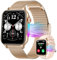 Smart Watch for Women Android/IOS Phones, Fitness Smartwatch Answer/Make Call,Waterproof Smart Digital Watches for Men Compatible Samsung iPhone Heart Rate Blood Oxygen Readings Track Walks (Gold)