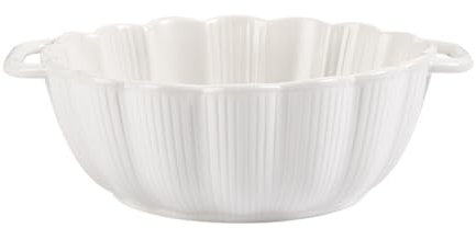 DSDGVDFBV Blanc,10in, Grand Plat À Lasagne Profond Cocotte Ronde en Céramique avec Poignée Grand Plat De Bélier avec Poignée Cocotte À Micro-Ondes Ustensiles De Cuisson en Porcelaine Allant Au Four