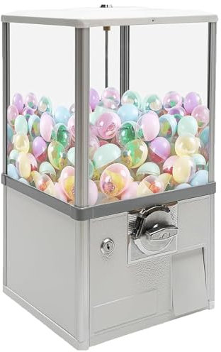 Vending Machine,Capsule Vending Machines, Coin Operated Gumball Bank,Coin Operated Candy Dispenser Vending Machine fit Business or Home,White