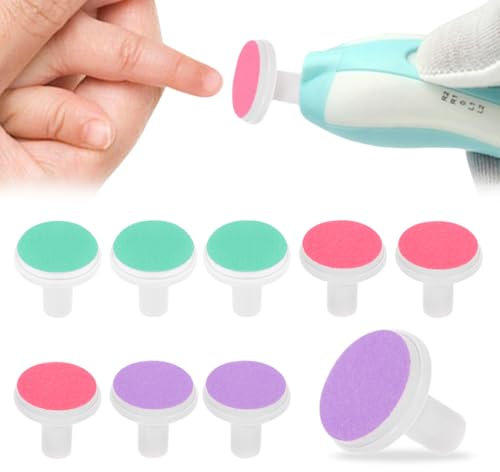 BECHS 9 Pezzi Lima Unghie Neonato Tagliaunghie Neonato Ricambio Tagliaunghie Per Bambini Per Tagliaunghie Neonato Elettrici Accessori Verde Rosso Viola