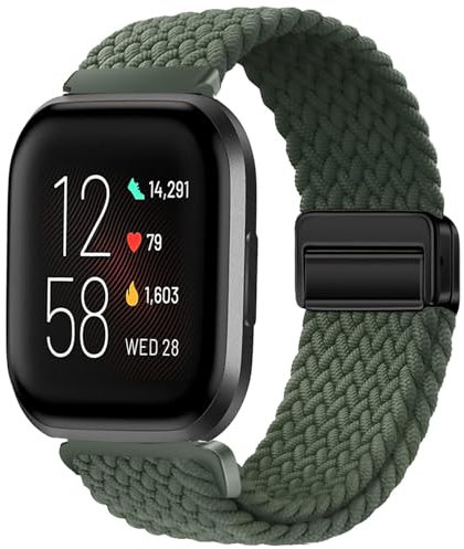 Issinlky Bracelet tressé nylon pour Fitbit Versa 2/Fitbit Versa/Lite Smartwatch, bracelet élastique pour Femmes Hommes