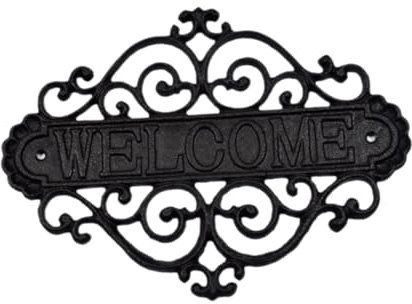 Baoblaze Panneau de Bienvenue en Fonte, décoration Murale Vintage, Plaque de Maison décorative, Panneau de Porte pour Porche, Bar, Porte de Jardin extérieure