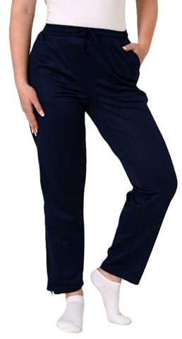 Normann Care Damen Rehahose mit seitlichen Reißverschluß Jogginghose für Reha, Physio, Gipsbein, Farbe:Navy, Größe:S