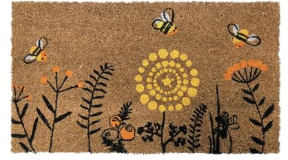 Classic Home Store Printed Coir Doormat Eco Natural Latex Backing Mat 70cm x 40cm (Busy Bees)
