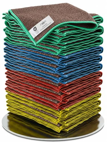 Wowtowelz Mikrofasertücher für Küche, Bad, Haushalt und Auto - Reinigungstücher, Putzlappen, Wischtücher aus recyceltem Plastik 12er Set - 40x40cm - Grau/Mixed