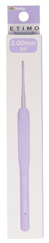 Tulip Etimo Murasaki Häkelnadel - Ergonomische Häkelnadel aus Aluminium mit Soft-Griff, Leicht und Mit Glatter Spitze für Alle Garnarten, Violetter Griff, 2.00mm - 1 Stück