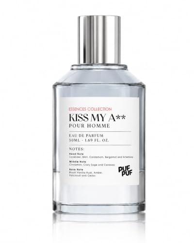PufPuf Kiss my A** – Herren Eau de Parfum 50 ml, würzig & orientalisch, intensiver & langanhaltender Duft mit Lavendel, Zimt & Vanille, maskulines Parfum für Männer