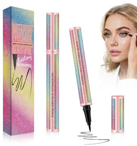 EHIOG Wasserfester Eyeliner, Schwarz Liquid Eyeliner, Smudge-Proof Formel Sanfte, Make Up Geschenk für Frauen und Mädchen(Schwarz)
