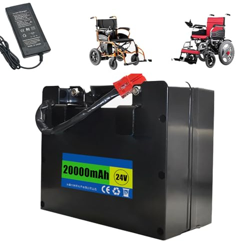 24V Lithium Battery with 29.4V 3A Charger for Electric Wheelchair, 24V Mobility Scooter Battery for 100W-500W, 30A BMS, Better Than Lead-Acid Batteries(Size:12AH)