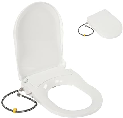 Levkitch Bidet Toilettensitz,Nicht Elektrisches WC Sitz D Form mit Absenkautomatik,Dusch WC Aufsatz Bidet Aufsatz Selbstreinigenden Doppeldüsen(Nichtelektrisches Design)
