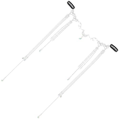 TOPPERFUN Chaîne de Tête Vintage Pompon Argenté Accessoire Cheveux Long Style Palais Bijou de Tête pour Femmes et Filles Festival et Mariage 1 Pièce