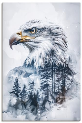 ARTLAND Wanddeko Leinwand Bilder Wandbild Wald Natur deko aesthetic Adler Weißkopfadler U5XS