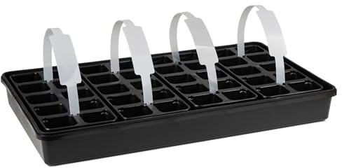Pullmer Anzuchtschale mit Anzuchttöpfe, Anzuchtplatte mit Tragegriff – für Anzucht & Transport – Anzuchttöpfe für Gemüse & Blumen (Multitopfplatte 12,5x28 cm + Untersetzer; 1 Pack)