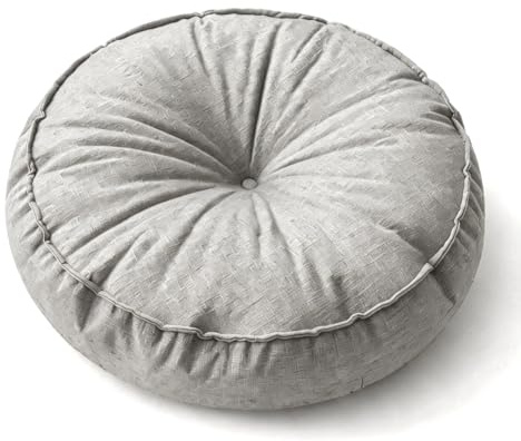 DASIAUTOEM Bodenkissen Schlicht,Sitzkissen Pouf, 10 cm hoch-rund 45cm Ø,wetterfest,wasserfes, Einfach und schmutzabweisend,für Zuhause -Outdoor Boden und Garten (Hellgrau)