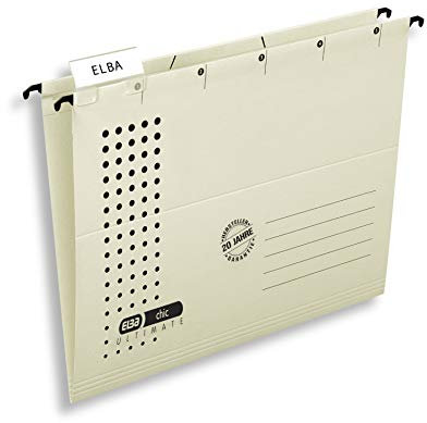 ELBA Hängemappe chic für A4, aus Karton, seitlich offen, chamois, 5er Pack