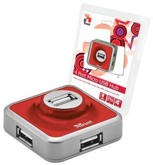 Trust 4 Port USB 2.0 Micro Hub - Red