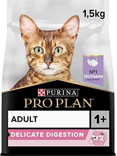 Pro Plan Adult Delicate mit OPTIRENAL, Katzenfutter trocken, reich an Truthahn, 1er Pack (1 x 1.5 kg