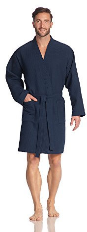 Vossen Damen Bademantel Rom, Einfarbig, Gr. L (44/46), Blau (winternight)