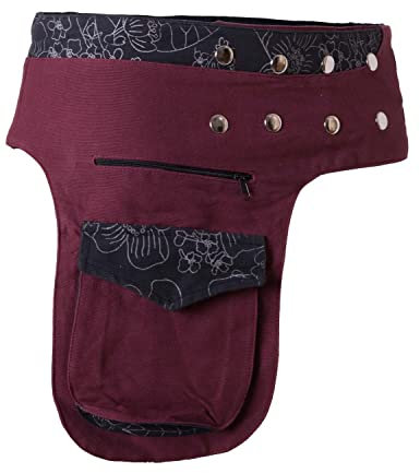 Vishes - Alternative Bekleidung - Bauchtasche Gürteltasche Hüfttasche Gürteltasche Canvas Dunkelrot-Schwarz
