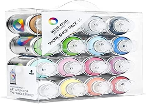 Montana Colors Pack Spray Water Based 16 Colors - Spray a Base de Agua, 100 ml, Set de 16 Piezas