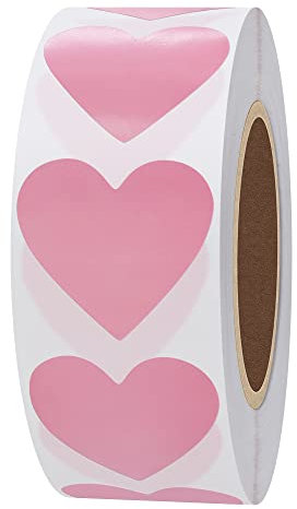 Hylabelest Pink Farbe Codierung Dot Etiketten 30 mm Love Herz natur Papier Aufkleber selbstklebend Label 1.000 Pro Rolle 1 roll rose