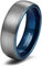 Titaniumcentral 6mm 8mm Damen Herren Wolfram Ring Ehering Hochzeitsband Trauringe Pinsel Silber mit Schwarz Blau (Blau(6mm),54 (17.2))