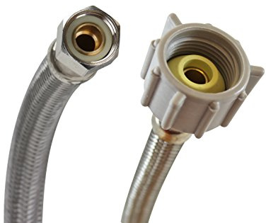 Fluidmaster B1T16 Toilet Connector, Braided Stainless Steel-3/8-Inch Female Compression Thread X 7/8-Inch Female Ballcock Thread, 16-Inch Length