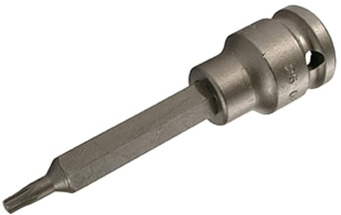 SW-Stahl Kraft-Bit-Einsatz 1/2 Zoll - T25 x 100 mm Torx Schlagschrauber | Impact-Schraubendreheinsatz aus Sonderstahl, brüniert und schlagschrauberfest, lange Ausführung für Tiefliegendes