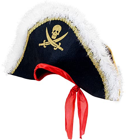 W WIDMANN MILANO Party Fashion 8482P - Luxus Piratenhut, Kapitän, Freibeuter, Piraten Kostüm