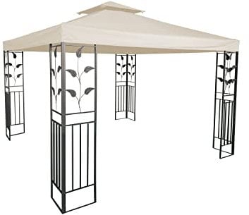 Pavillon Ersatzdach wasserdicht mit PVC Beschichtung 3 x 3 Meter - beige - Pavillondach mit Kaminabzug - Universal Garten Party Pavillon Dach Sonnenschutz