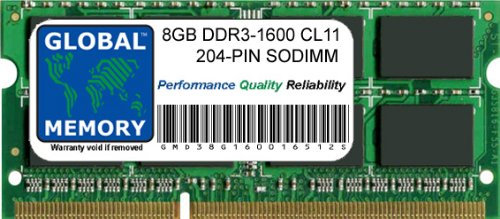 GLOBAL MEMORY Memoria RAM da 8 GB DDR3L 1600 MHz PC3L-12800 204-PIN SODIMM Compatibile con Computer Portatili/Notebook