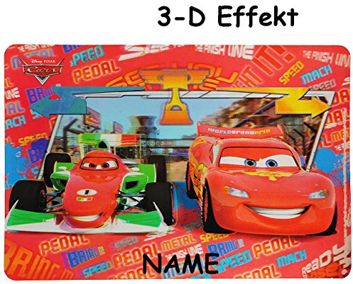 alles-meine.de GmbH Cars Lightning McQueen - 3-D Unterlage - 43 cm * 30 cm incl. Name - Tischunterlage/Platzdeckchen/Malunterlage/Knetunterlage/Eßunterlage - Auto Fra..