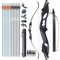D&Q Recurvebogen Pfeil und Bogen Set 56 Zoll langbogen Rechte Hand Aluminiumlegierung Riser 30-50lbs Jagdbogen für Erwachsene Sportbogen(Schwarz,50lb)