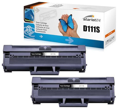 Starlet24 2X MLT-D111S Toner Kompatibel für Samsung MLT-D111S MLT-D111L als Ersatz für Xpress SL-M2070 M2070W M2026W M2026 M2020 M2070FW M2022W M2022 M2020W M2070F (Schwarz)