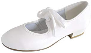 Roch Valley - Scarpe con Tacco Basso in PU, da Donna, Tacco Basso Pu Tap Scarpe, LHPW6L, Bianco, 6 UK