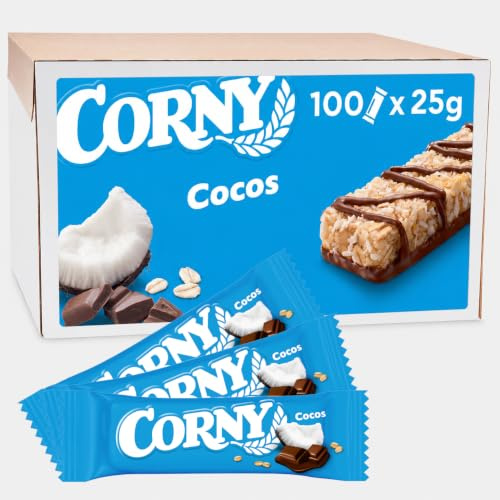 Müsliriegel Corny Classic Cocos | Kokos & Schokolade | 100 x 25 g | Knusprige Getreidebasis | Für Büros, Meetings & Besprechungen | Ideal für Cafeterien & Buffets | Praktische Vorratspackung