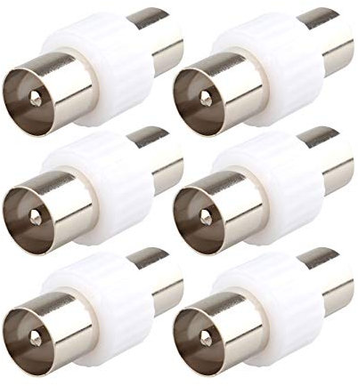 Jopto Lot de 6 Adaptateurs pour Antenne TV Mâle vers Mâle Plaqué Argent
