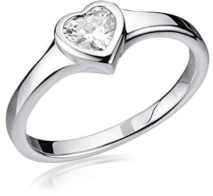 Materia Herz Ring Silber 925 Damen Verlobungsring weiß SR-163-56