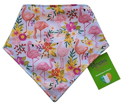 Dimples Hundehalstuch - Flamingo türkis pink - Halstuch für kleine mittlere und Grosse Hunde Welpen und Katzen - Hunde Besitzer Geschenk - Handgemachtes Hunde Accessoire 25cm