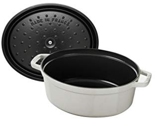 STAUB Cacerola ovalada de trufa, color blanco, tamaño 31 cm