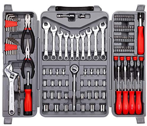 CARTMAN 123-teiliges Steckschlüssel-Set, Auto-Reparatur-Werkzeug-Set, Werkzeugkasten, Aufbewahrungskoffer, allgemeines Haushaltswerkzeug-Set, perfekt für Hausbesitzer, Heimwerker, Heimwerker