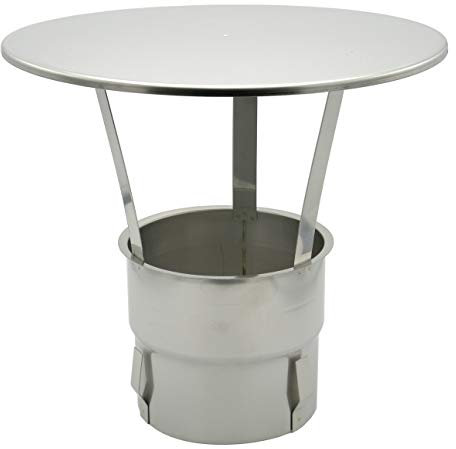 Regen-Haube mit Einschub 250mm Kaminhut aus Edelstahl mit Spannfedern ohne Werkzeug montierbar Säurebeständig zum einstecken universal langlebig passgenau