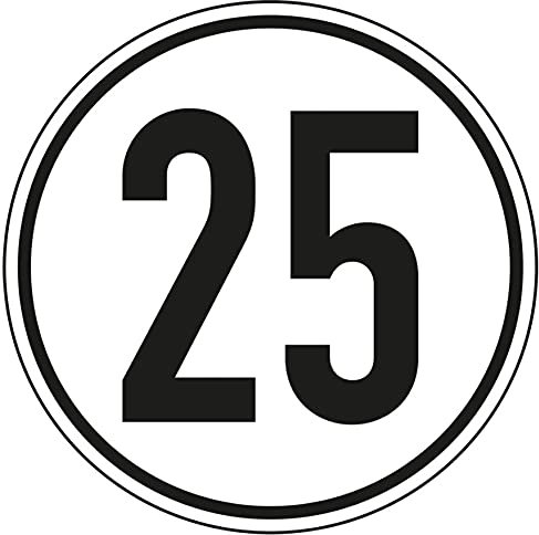 Aufkleber Geschwindigkeits-Schild 25 km/h Folie gemäß StVZO § 58 | Ø5-30cm Made in Germany, Größe: Ø30 cm