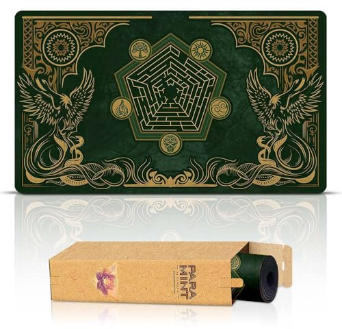 Paramint Emerald Phoenix (Genähte Kanten) - MTG Spielmatte - Kompatibel mit Magic: The Gathering Spielmatten - Spielen Sie MTG, YuGiOh, TCG - Spielmatten mit originellen Designs und Zubehör