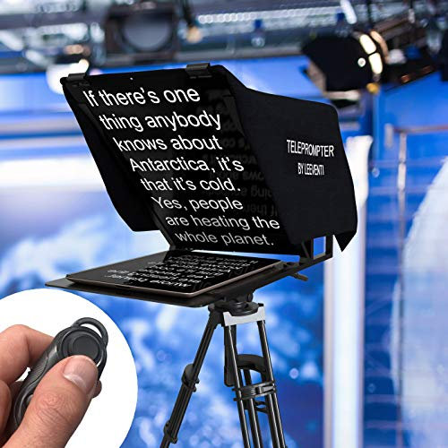 Leeventi Teleprompter Compatible with iPad, Tablet, Smartphone, and DSLR Camera, Controlled via Remote or App, Compatible with Android and iOS, Ideal for Video Recording, Aluminum (Version 4.0)