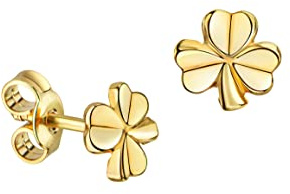 Ohrstecker mit Kleeblatt 585 Gold Gelbgold Ohrschmuck Ohrringe für Kinder und Damen