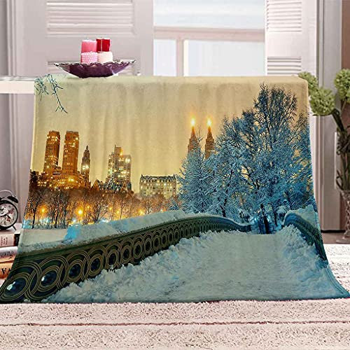 YHDNP Kuscheldecken 180x220cm Decke Weiße Schneeszene Im Winter Decken 3D-Digitaldruck Kuscheldecke Flanelldecke Weich Wohndecke Sofadecke Flauschig Decke Für Kinder Jungen Erwachsene Wohndecke