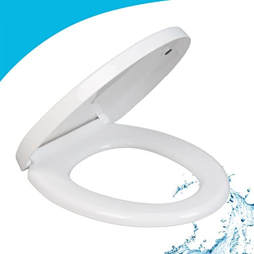 Yunlai Toilettensitz O-Form mit Absenkautomatik, Weiß, Antibakteriell, Soft-Close, Universell für O-Form Toiletten, 460 x 372 mm, 150 kg Tragfähigkeit